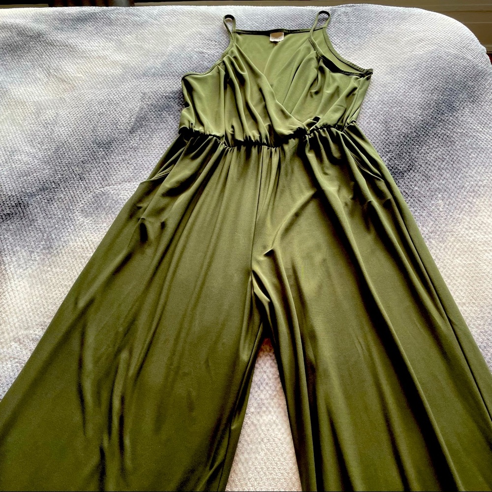 Kaileigh Olive Green Comfy and Chic Jumpsuit
